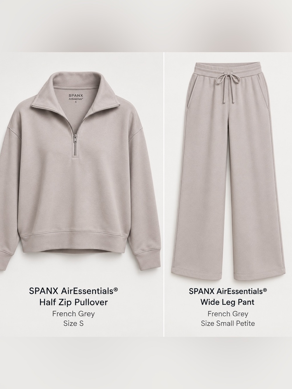 SPANX AirEssentials Matching Set French Grey Small Petite (pants) NEW